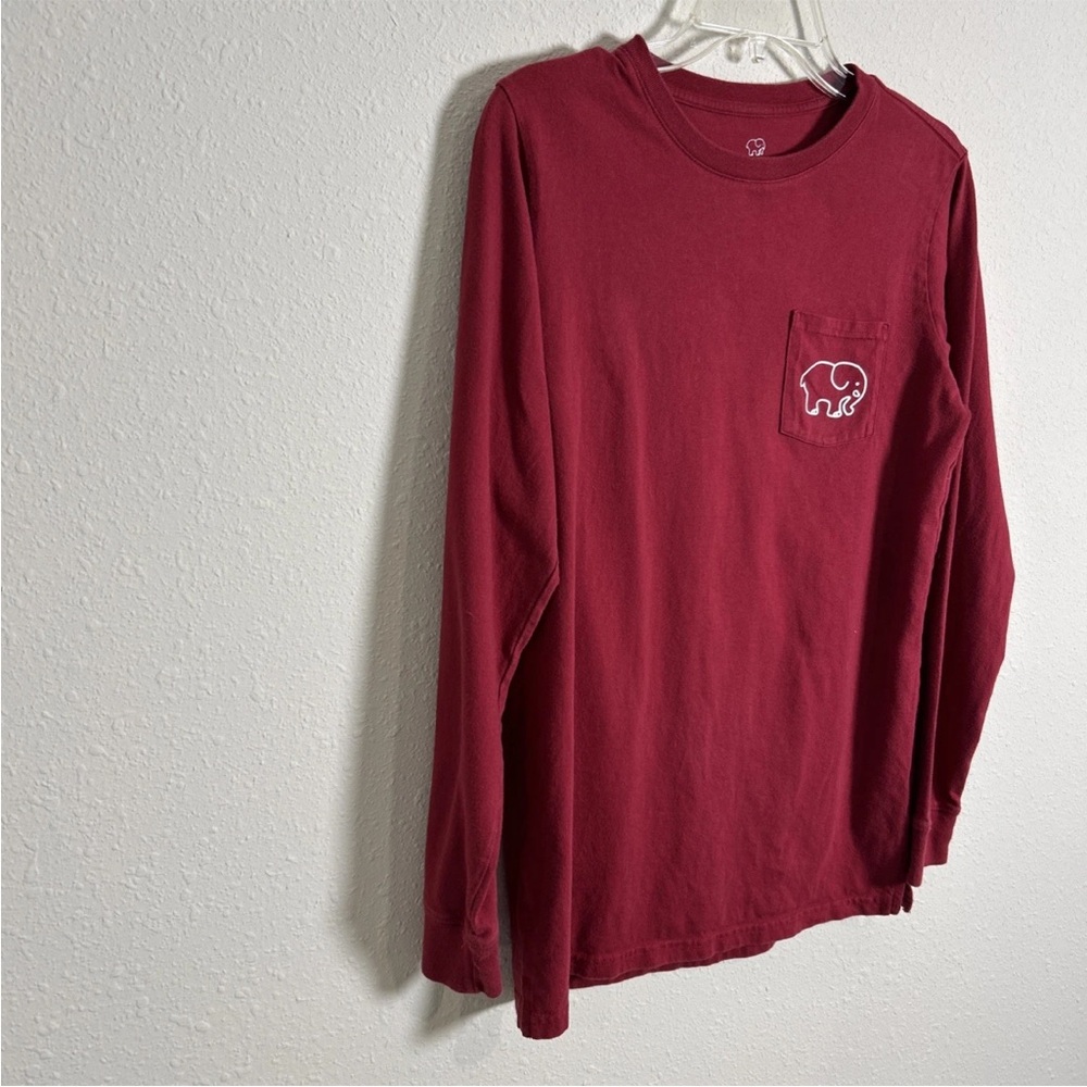 Ivory Ella Long Sleeve Pocket T-Shirt Women’s Med Maroon Soccer Elephant Graphic - Picture 7 of 10
